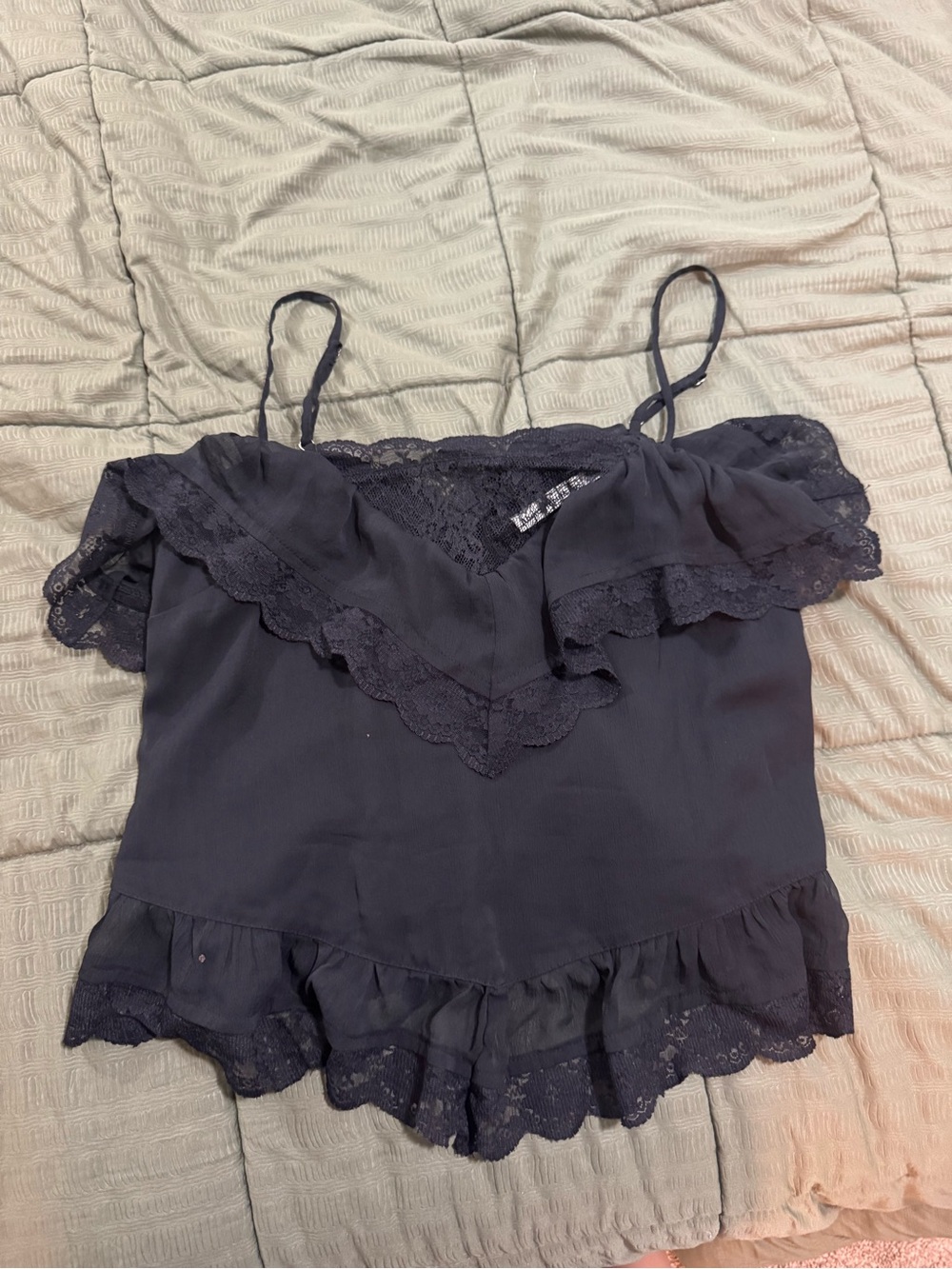 Abercrombie Sheer Lace Cami Black XS